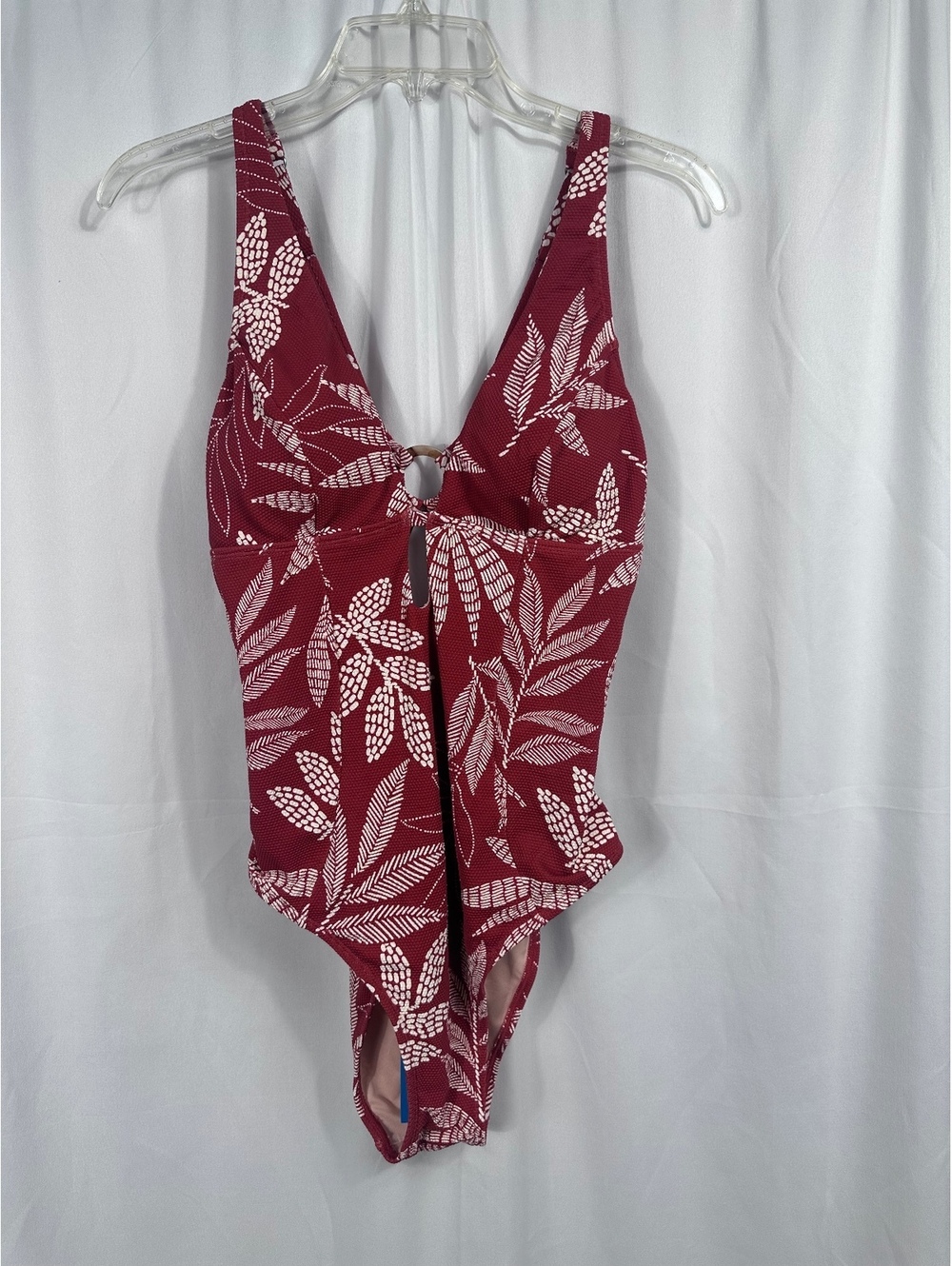 Cupshe Burgundy Leaf Print One Piece Swimsuit Size Large